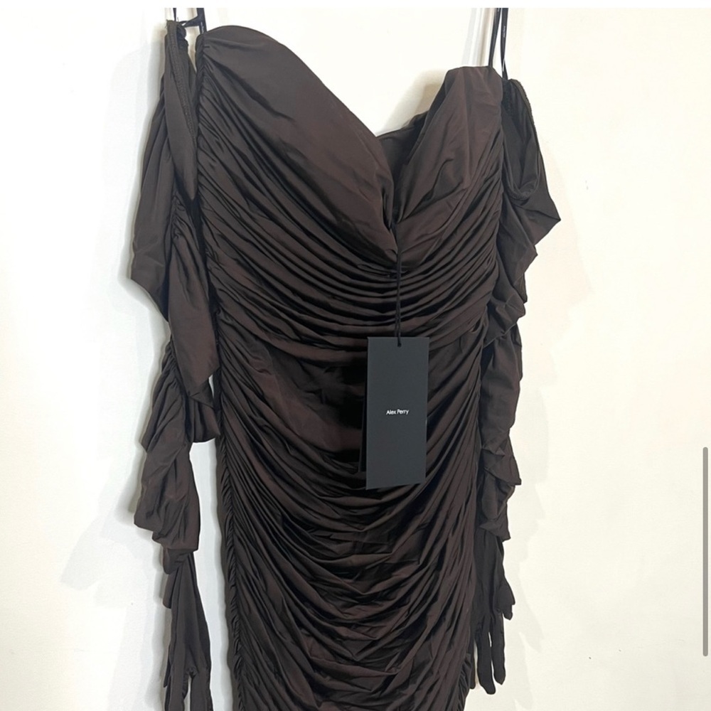 Alex Perry Huntley Gown ruched maxi dress with Gloves size US 8 Worn once - Picture 4 of 12